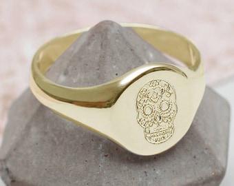 Day of the Dead Skull or Symbol Signet Ring