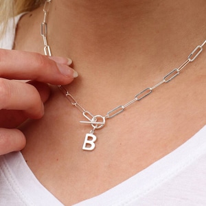 18ct Gold Plated or Silver T Bar Initial Necklace