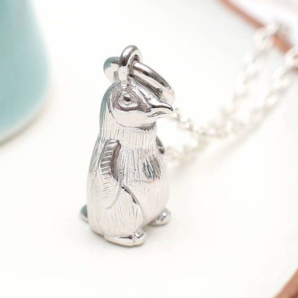 Gepersonaliseerde zilveren babypinguïnketting