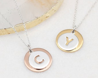 Silver & 18ct Gold Plated Double Disc Necklace