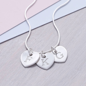 Silver Heart Initial Necklace