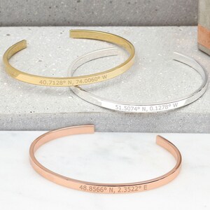 Personalised Precious Metal Co Ordinates Bangle
