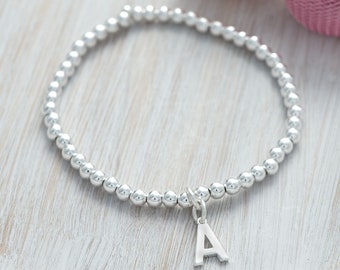 Personalised Sterling Silver Initial Ball Bracelet