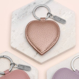 Luxury Leather Personalised Heart Keyring