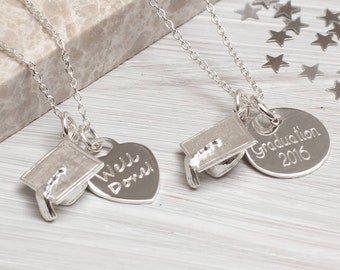 Personalised Silver Graduation Necklace • Graduation Gift • Personalized Graduation Necklace