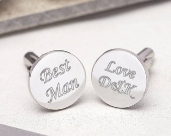 Men's Personalised Round Cufflinks • Groomsmen Gifts •