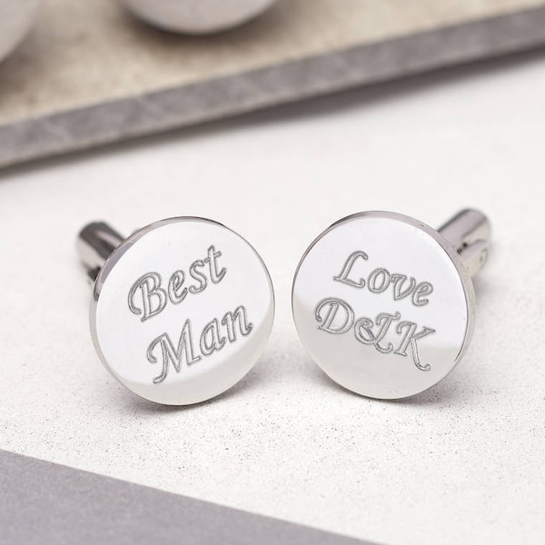 Men's Personalised Round Cufflinks • Groomsmen Gifts •