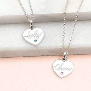 Personalised Silver Birthstone Name Necklace • Birthday Jewellery