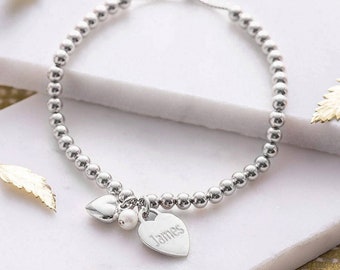 Personalised Silver Ball Slider Bracelet