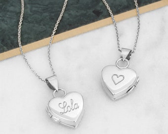 Personalised Silver Heart Locket • Photo Necklace