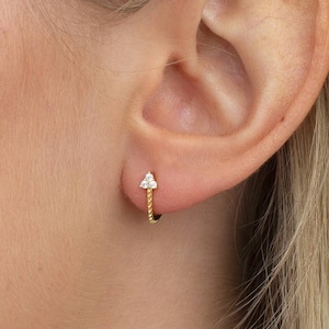 Gold & Crystal Arrow Hinged Hoop Earrings