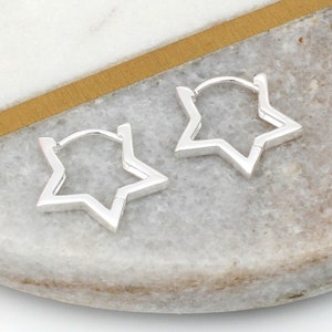 18ct Gold Plated Or Silver Star Hoop Earrings