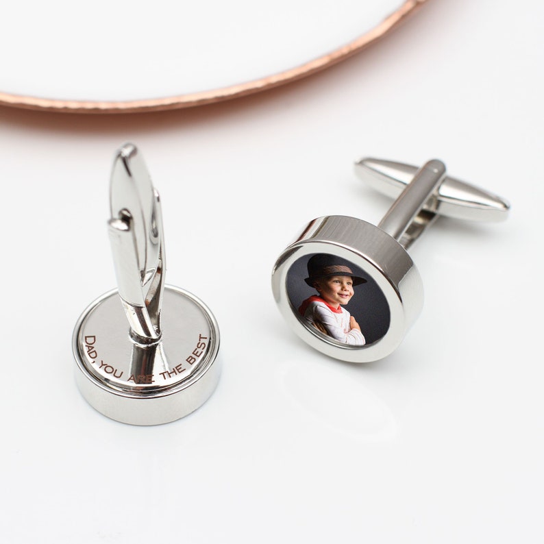 Personalised Secret Message & Photo Cufflinks Rhodium (Silver)