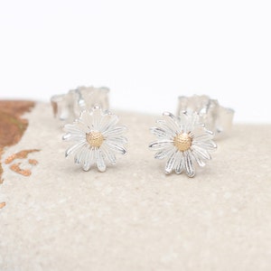 Silver & 18ct Gold Plated Birth Flower Stud Earrings image 3