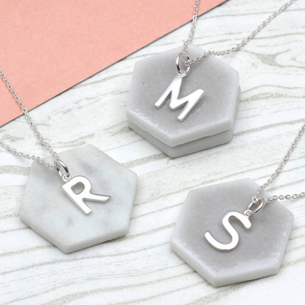 Personalised Sterling Silver Initial Charm Necklace - Etsy