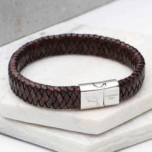 Personalised Graduation Leather Plaited Bracelet • Personalized Graduation Gift • Graduation Gift  For Him • Men's Graduation Gift