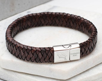 Personalised Graduation Leather Plaited Bracelet