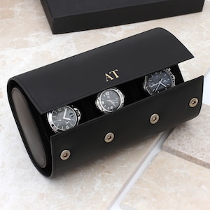 Personalised Luxury Italian Triple Leather Watch Roll