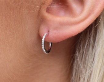 Silver & Crystal Hoop Earrings