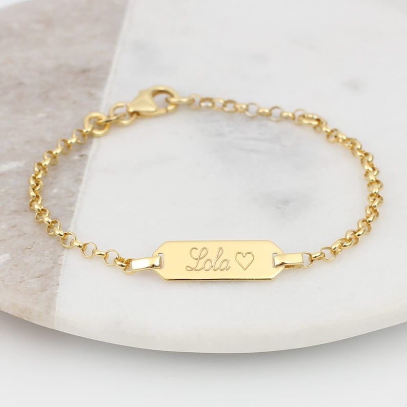 Pulsera Bautizo Oro Personalizada Bautismo Pulsera Bebé imagen 2