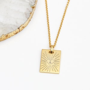 Sterling Silver or Gold Plated Talisman Tablet Necklace