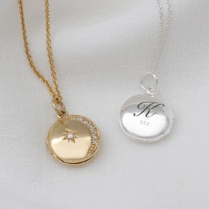 Personalised 18ct Gold Plated Or Silver Moon Locket • Crescent Moon Necklace • Engraved Locket • Personalized Gift • Celestial Necklace