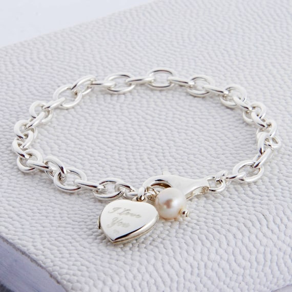 silver locket bracelet