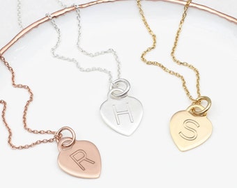 Personalised Gold or Silver Initial Heart Necklaces