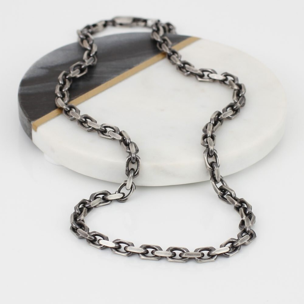 Men's Sterling Silver Anchor Chain Bracelet - Etsy