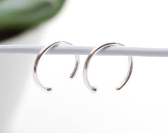 Silver or 18ct Gold Plated Pull Through Mini Hoops