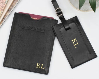 Personalised Leather Passport Holder And Luggage Tag