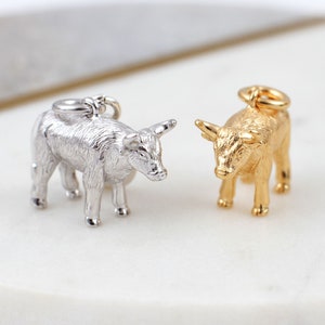 Silver or 18ct Gold Plated Chinese Zodiac Ox Charm • Lunar New Year•