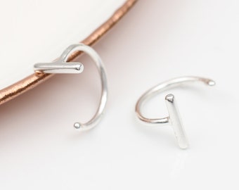 Gold Plated or Silver Mini Pull Through Bar Earrings