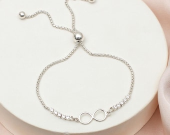 Bracelet slider infini en argent et cristaux