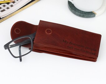 Personalised Luxury Leather Double Glasses Case