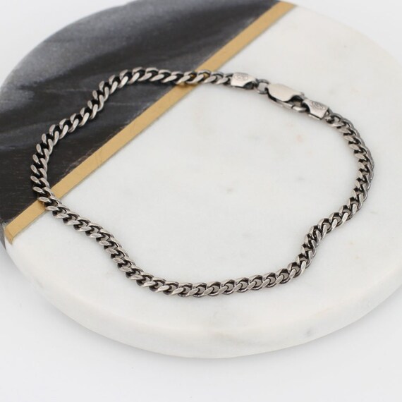 Sterling Silver Men's Curb Chain Bracelet Australia - Main Image
