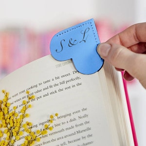 Personalised Leather Heart Page Corner Bookmark Stationery image 2