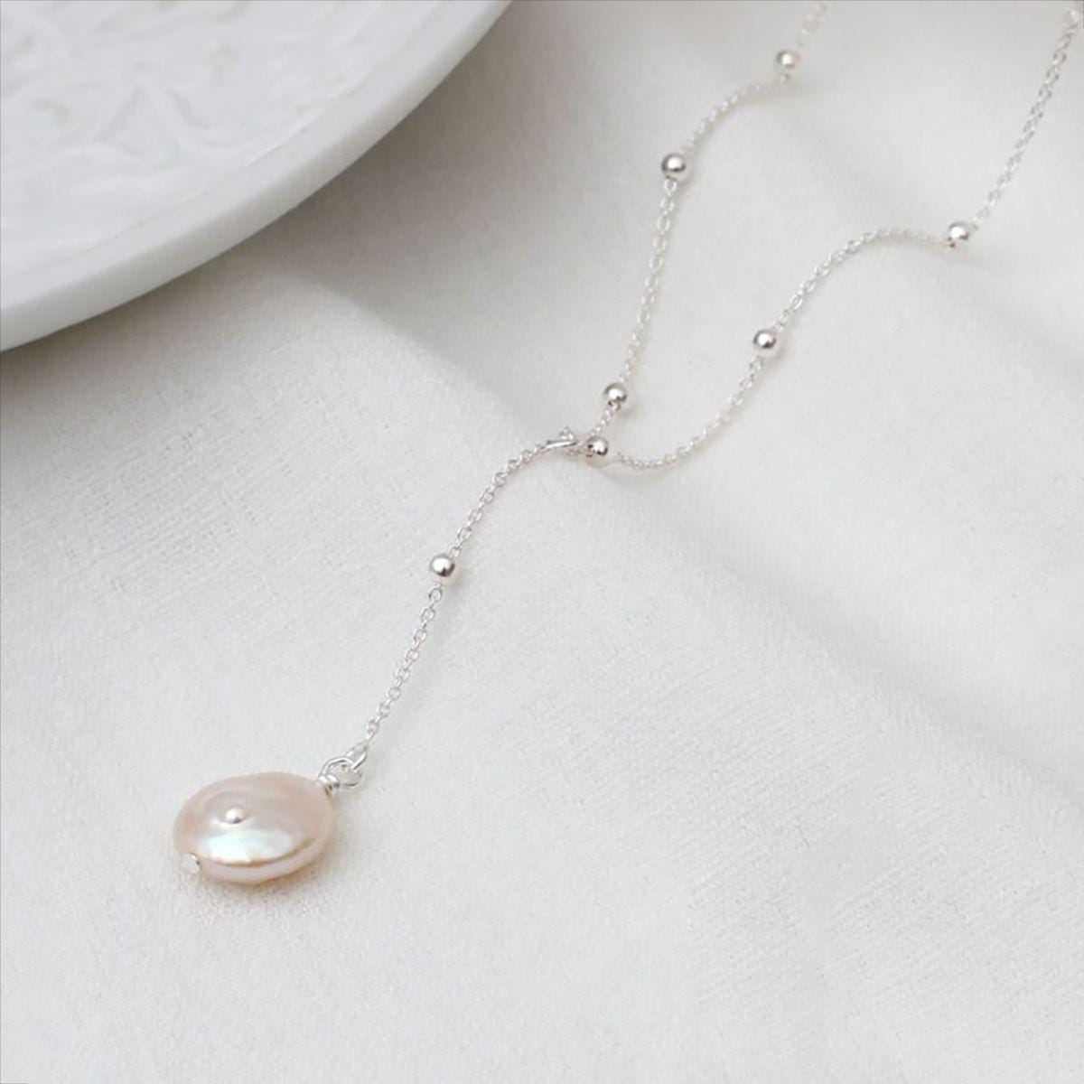 Sterling Silver Dainty Lariat Drop Necklace