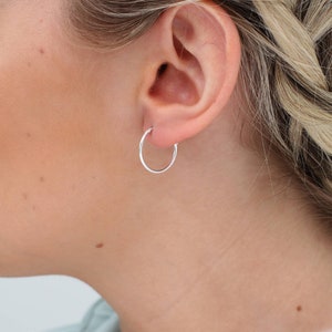 Small Silver Sleeper Hoop Earrings 1.8cm