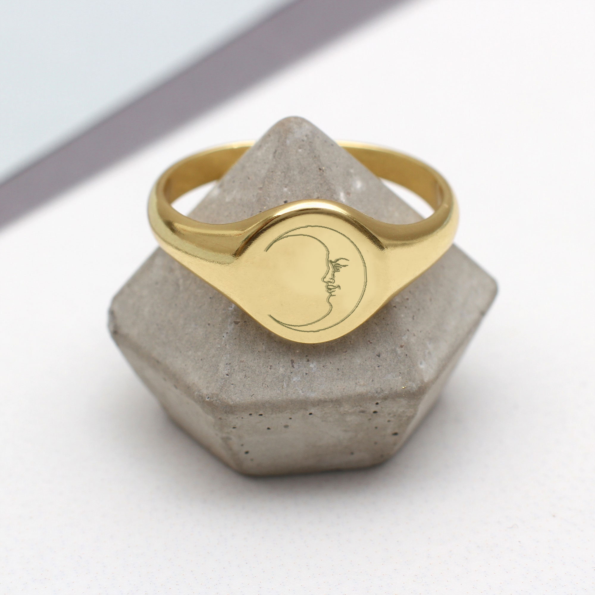 Symble Ring Gold Symbol Signet Ring • Engraved Jewellery • - Etsy