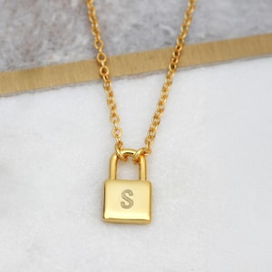 Personalised Gold Plated Minature Padlock Charm Necklace