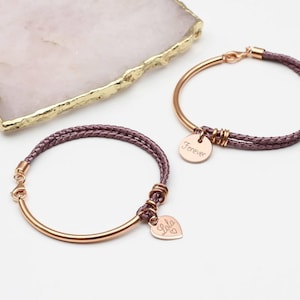 Personalised Rose Gold & Silk Charm Bangle