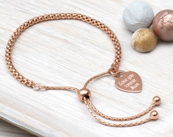 Personalised 18ct Rose Gold Plated Friendship Bracelet