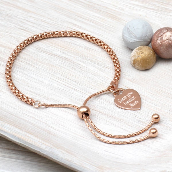 Personalised 18ct Rose Gold Plated Friendship Bracelet