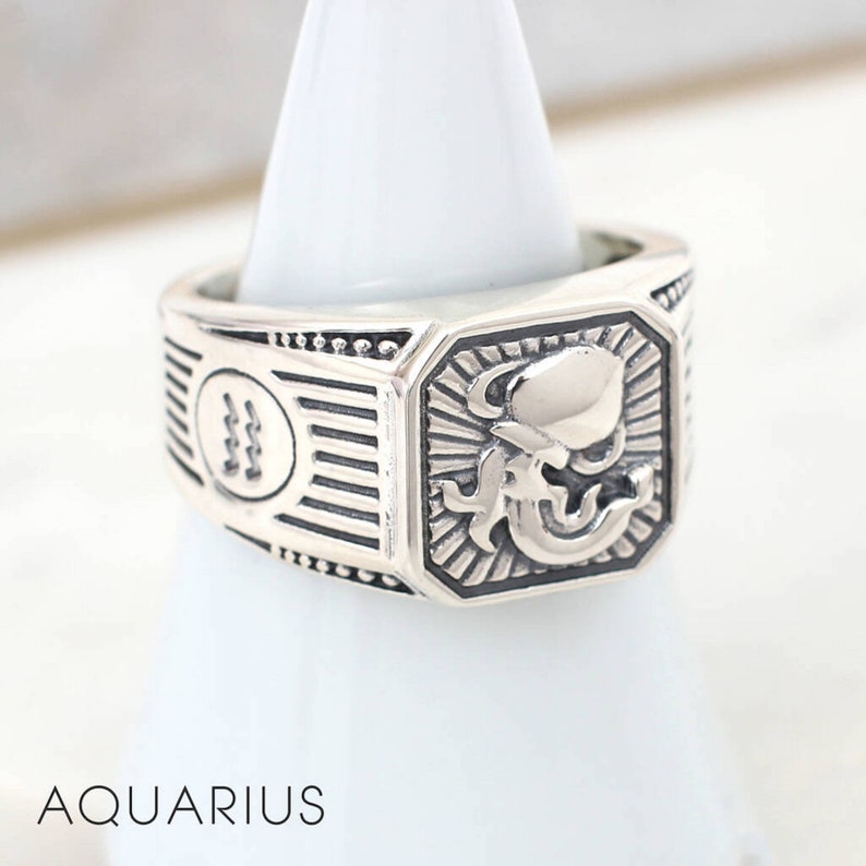 Men's Sterling Silver Zodiac Ring Etsy