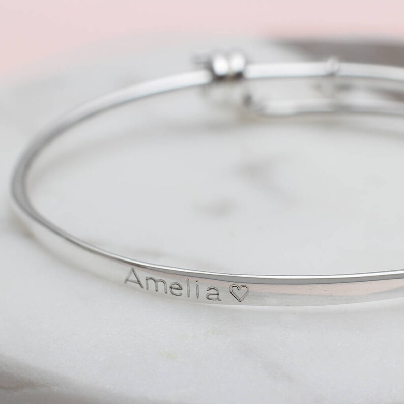 Personalised Silver Baby Bell Bangle Christening Baptism Etsy UK