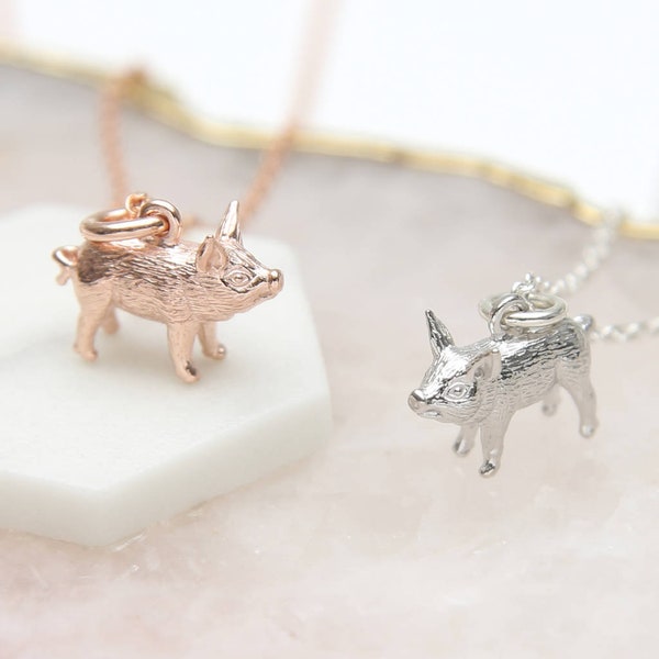 Personalised Gold or Silver Piglet Necklace