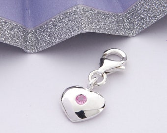 Birthstone Sterling Silver Heart Charms
