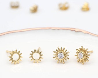 18ct Gold Plated Sun Stud Earrings
