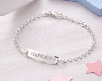 Personalised Silver Christening ID Bracelet • Baptism • Confirmation •